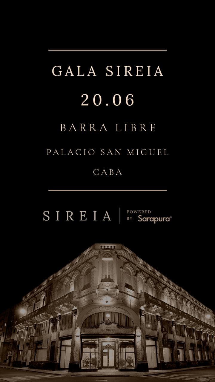 Flyer Gala SIREIA — 20.06 en Palacio San Miguel